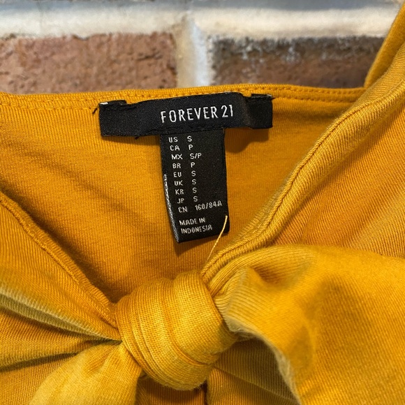 Yellow Forever 21 Tie Crop Top - Picture 3 of 4